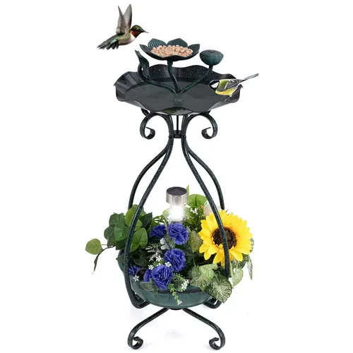 Solar Outdoor Bird Bath & Feeder