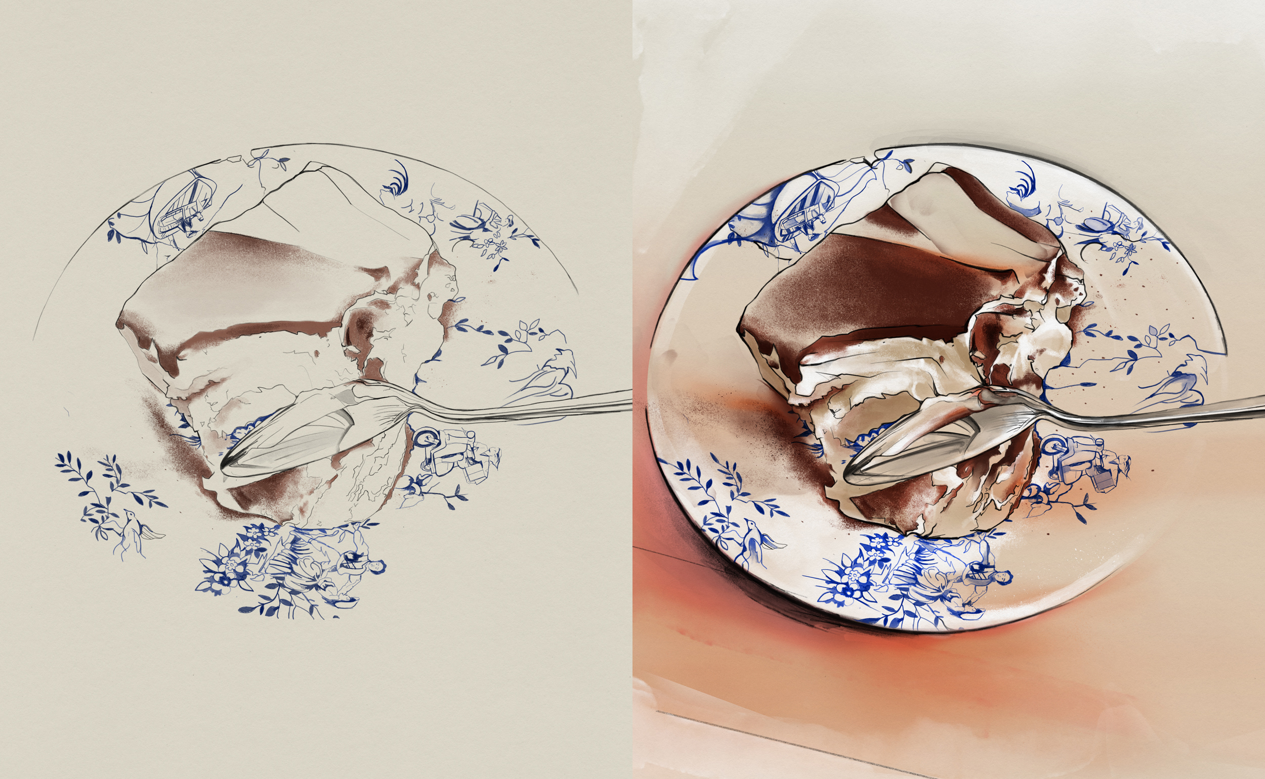 digital illustration of a tiramisu