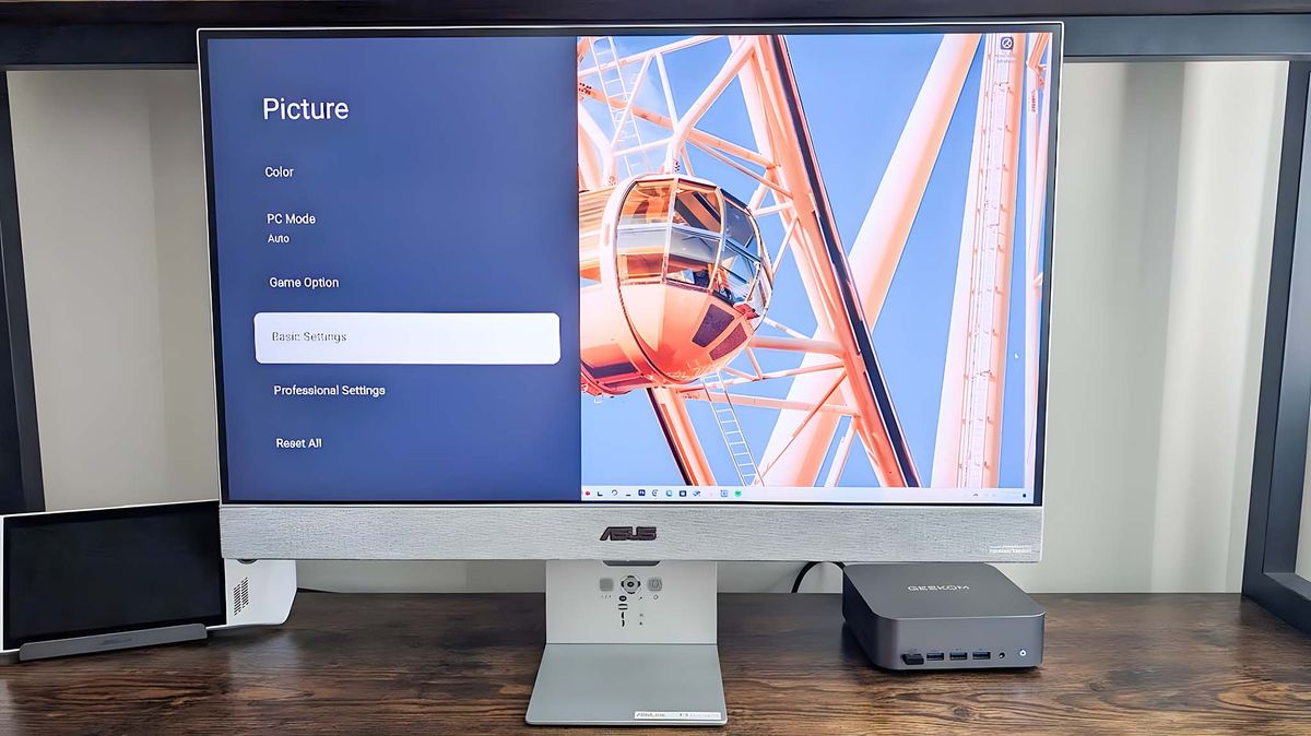 OSD side menu displaying on the ASUS ZenScreen MS27UC Smart Monitor.