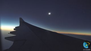 A midair perspective is captured in this image of the solar eclipse on Nov. 23, 2003. 