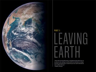 a page of a book with a picture of Earth and the words "Leaving Earth."