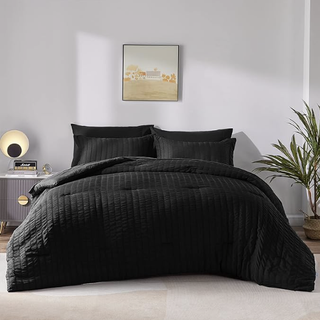 Black seersucker bedding set from Amazon.