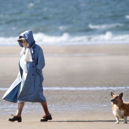The Queen Mother enjoying a quiet beach walk
