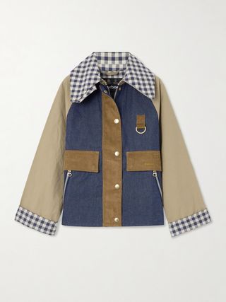 Corduroy-Trimmed Waxed-Cotton and Denim Jacket