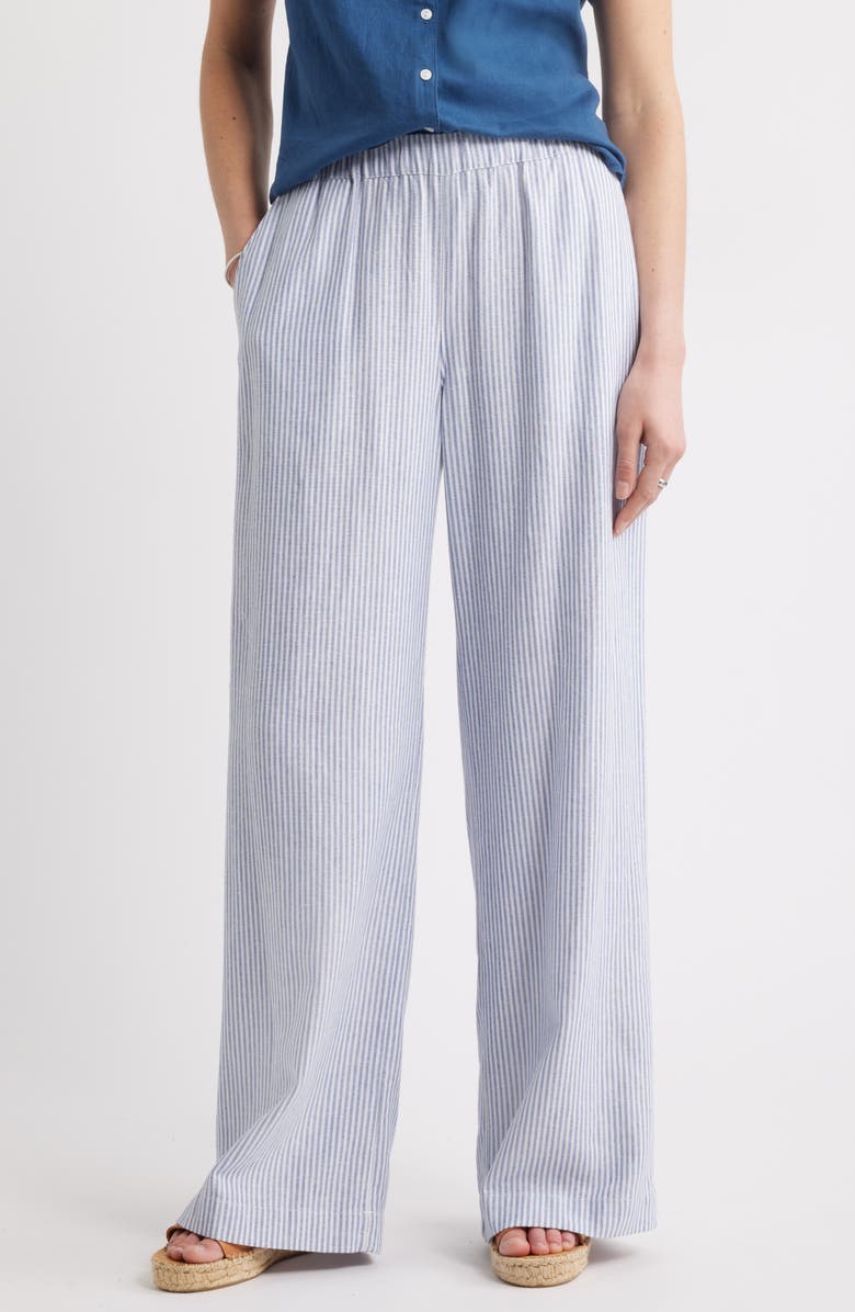 Stripe Wide Leg Linen Blend Pants