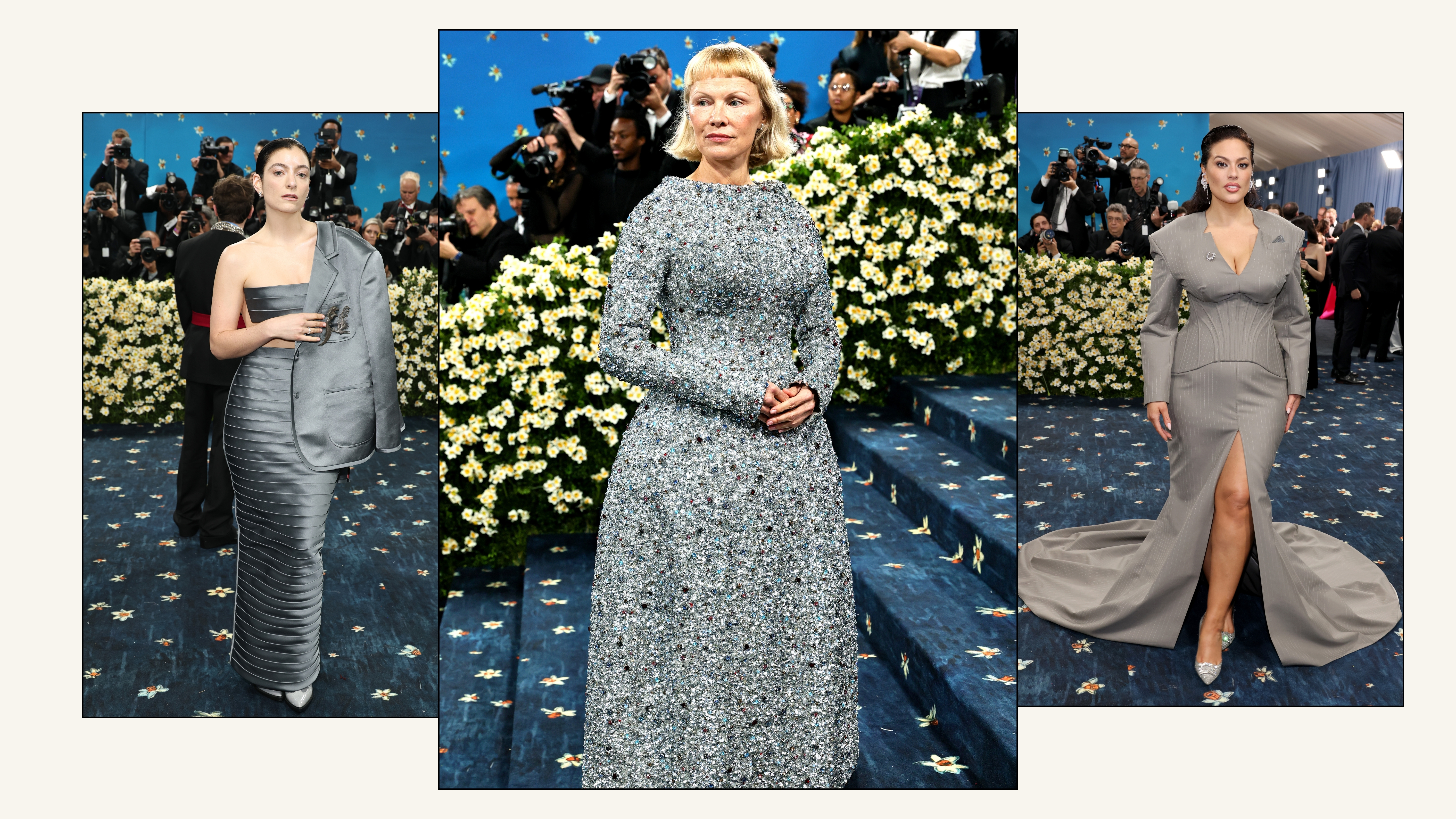 A selection of celebrities wear slate grey at the 2025 Met Gala