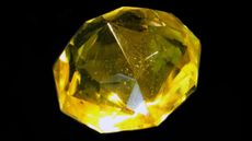 Here, a glass replica of the yellow Florentine Diamond, a lost diamond of Indian origin.