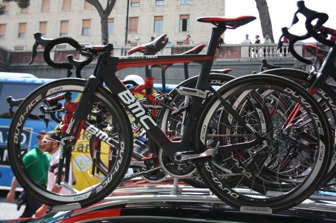 A number of BMC&rsquo;s riders ride the TMR01, the company&rsquo;s aero road model. It borrows the integrated braking system featured on the company&rsquo;s flagship TT bike, the TM01 Time Machine. Check out that seat setback