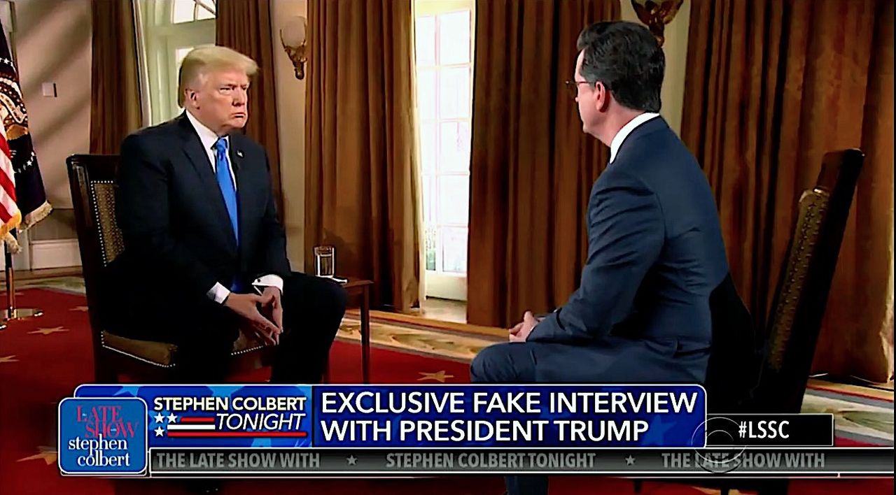 Stephen Colbert &amp;quot;interviews&amp;quot; Trump