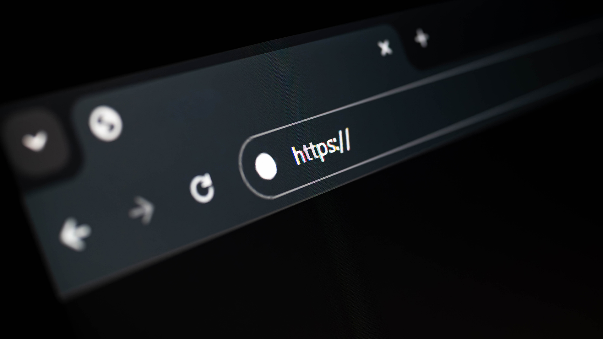 Close-up image of a web browser URL bar with https code.