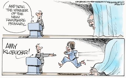 Political Cartoon U.S. New Hampshire winner Klobuchar Sanders