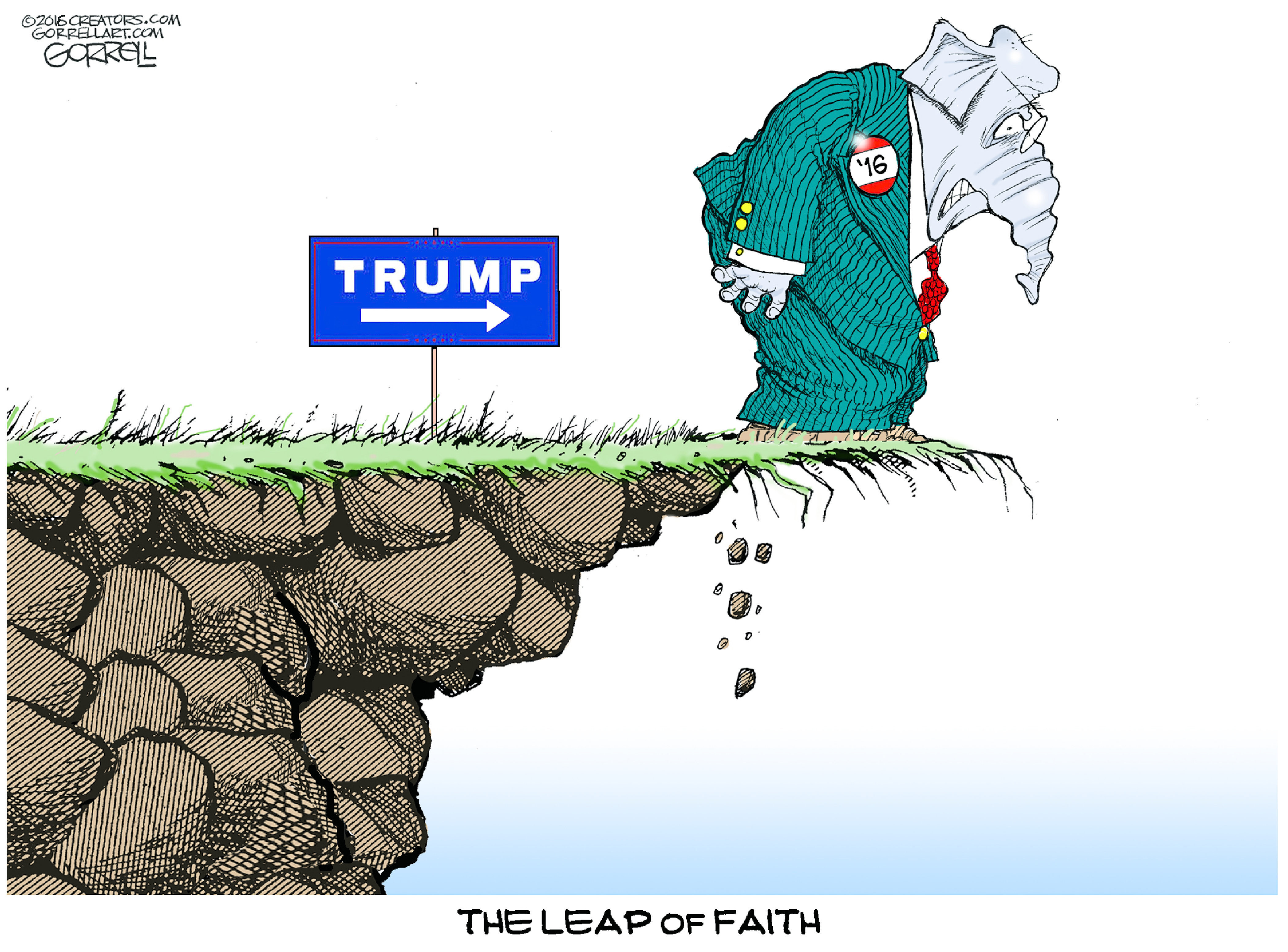 Political cartoon U.S. Donald Trump 2016 Election 