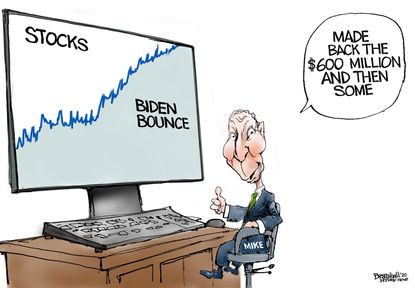 Political Cartoon U.S. Bloomberg stocks bounce back Biden surge