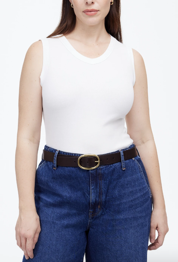 Madewell, (re)generative Cotton Ribbed High V-Neck Tank