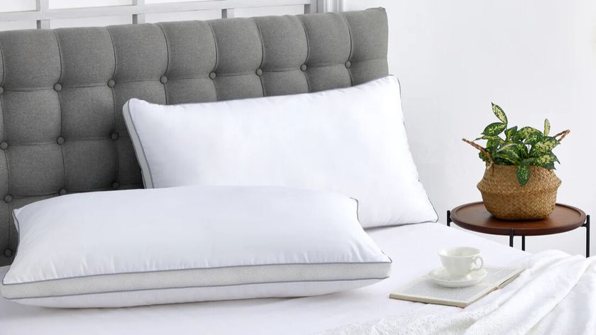 Infrared Dream Pillow set on the bed in a brightly lit room