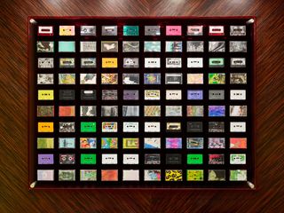 Sonos flagship store collection of rare cassette tapes in listening room