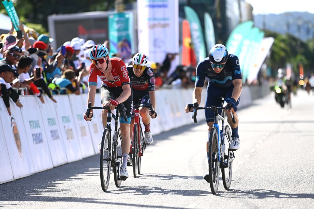 Jarrad Drizners (Lotto Soudal) crosses the line in tenth place in Pekan Kuah Malaysia on stage 7 of the Tour de Langkawi in October