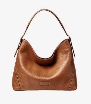 Image of tan leather handbag