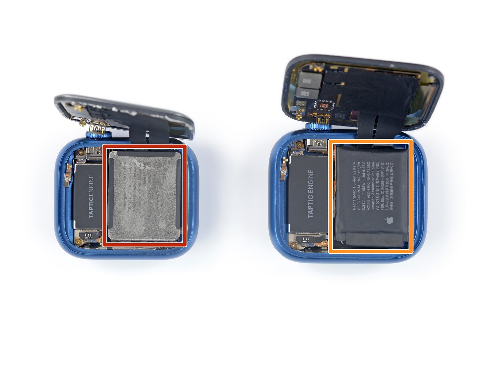 Comparison of the Apple Watch 7 batteries