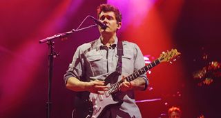 John Mayer plays his PRS Silver Sky onstage