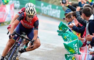 Vincenzo Nibali finishes stage 17 at the Vuelta