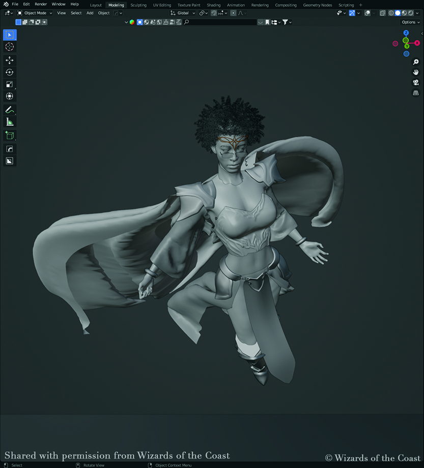 Image from a fantasy art tutorial using 3D blockouts