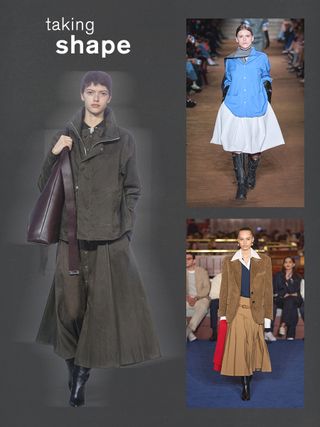 models walk the fall/winter 2024 runway in the season's top skirt trends