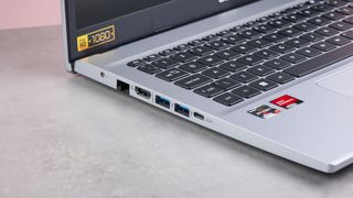 Close-up of ports on left side of Acer Aspire Go 15