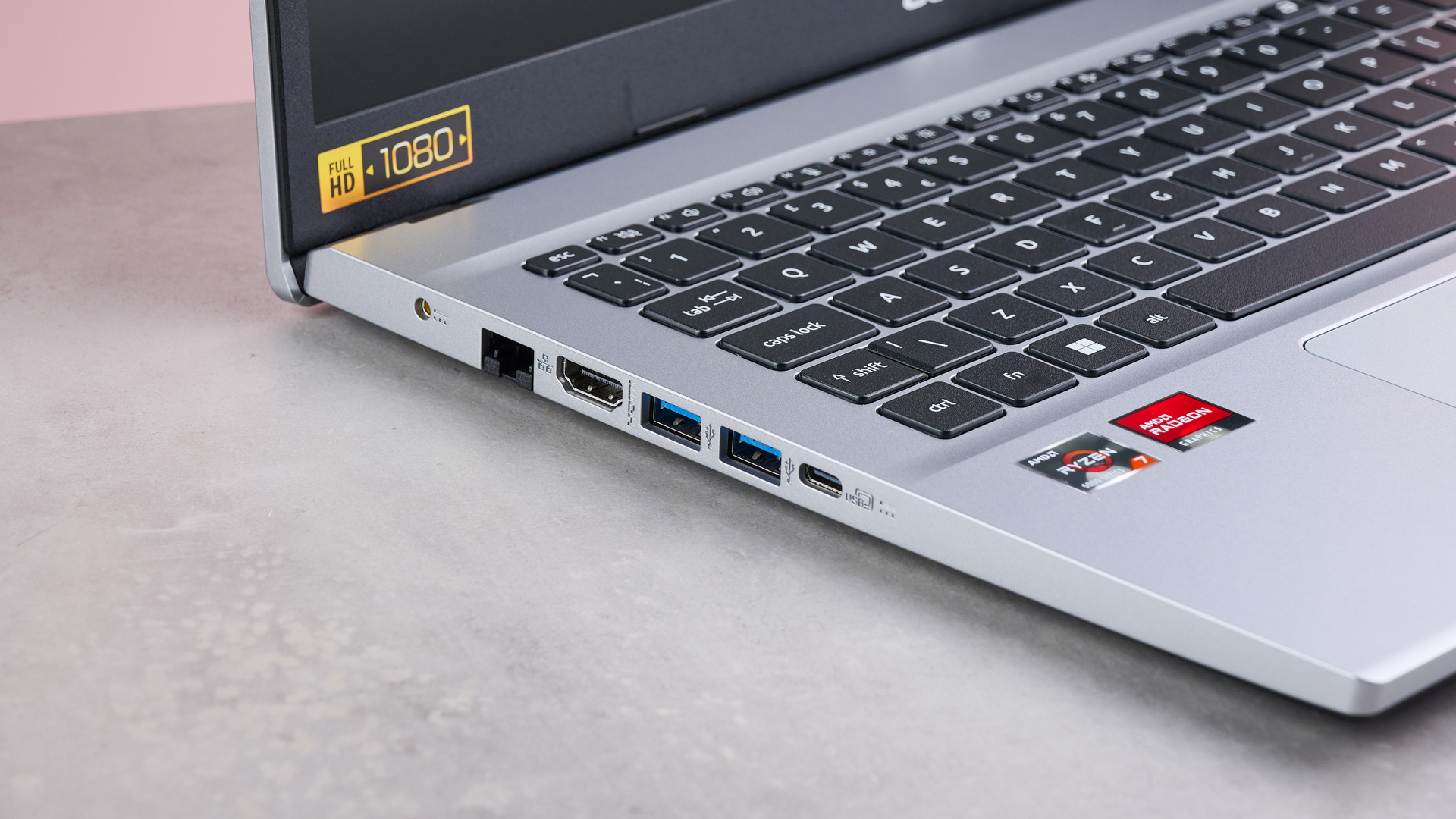 Close-up of ports on left side of Acer Aspire Go 15