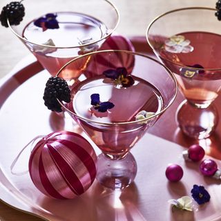 Baubles on Christmas drinks tray