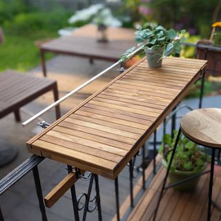 wooden balcony bar railing table