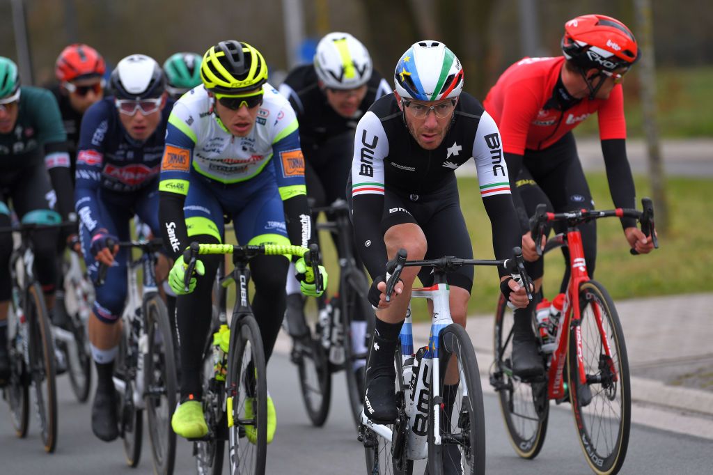 SCHOTEN BELGIUM APRIL 07 Giacomo Nizzolo of Italy and Team Qhubeka Assos during the 109th Scheldeprijs 2021 Mens Elite a 1942km race from Terneuzen to Schoten SP21 FlandersClassic on April 07 2021 in Schoten Belgium Photo by Luc ClaessenGetty Images