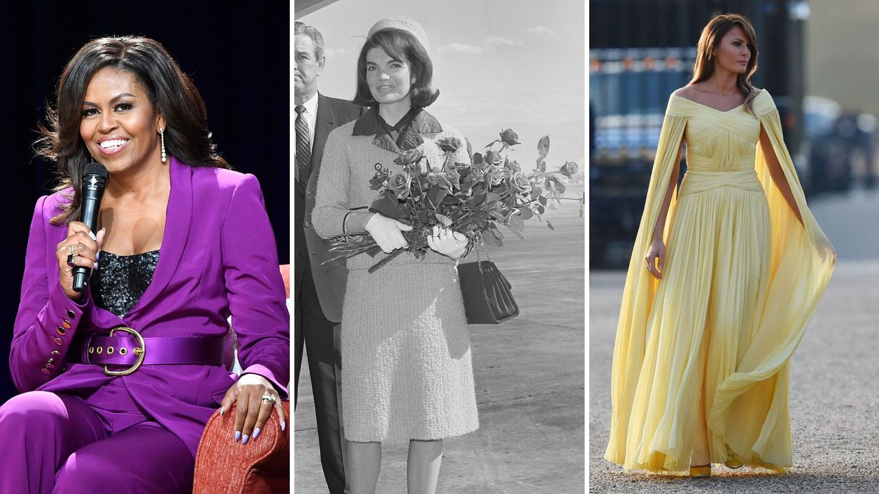 Three fashionable female political figures - L-R: Michelle Obama, Jackie Kennedy, Melania Trump