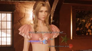 FF7 Rebirth Aerith romance guide - "You shoved a flower at me," is the answer for her Chapter 4 question at the Junon inn.