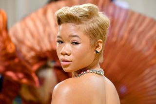 Storm Reid attends The 2021 Met Gala Celebrating In America: A Lexicon Of Fashion at Metropolitan Museum of Art on September 13, 2021 in New York City