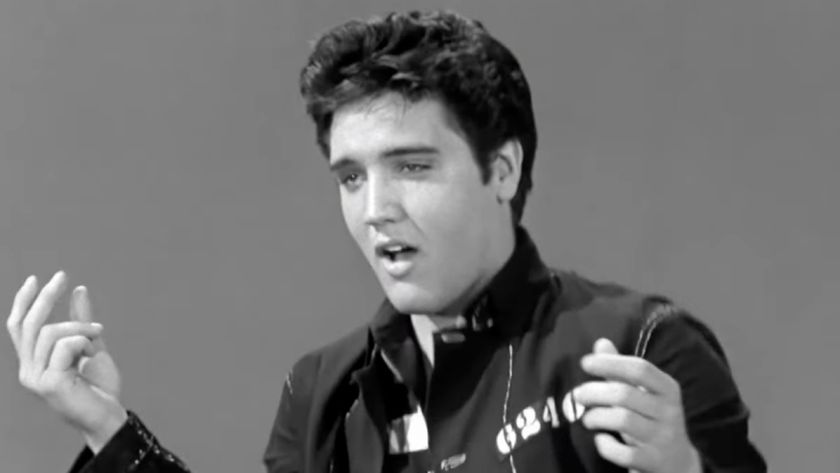 Elvis Presley performing Jailhouse Rock movie&#039;s title song.