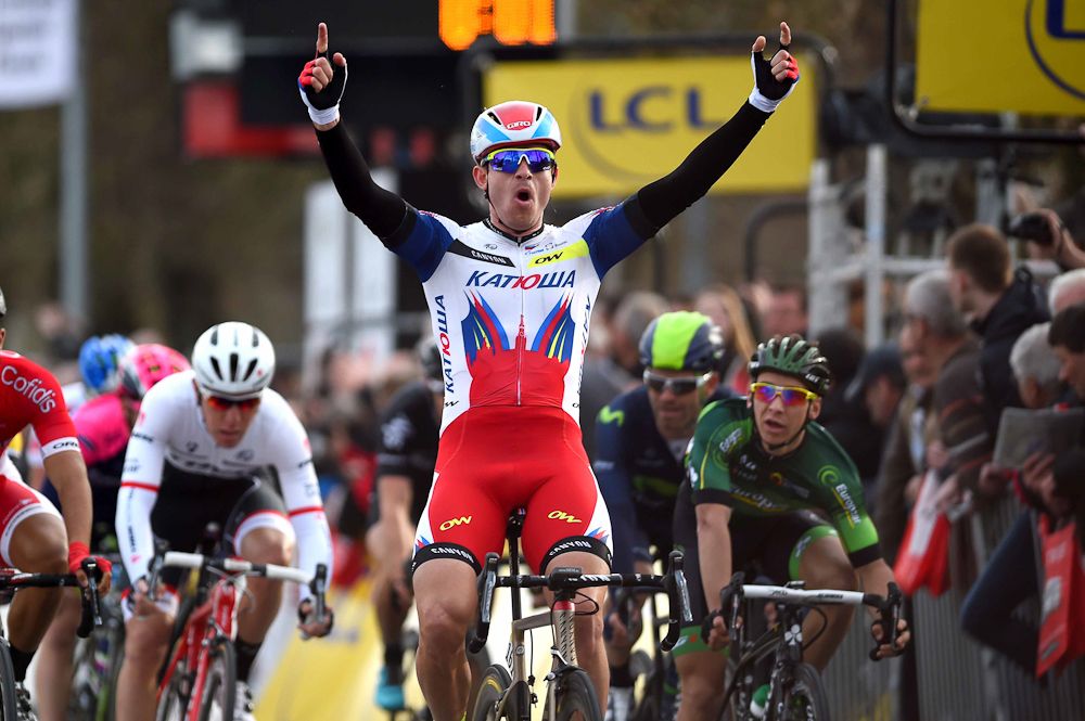 Alexander Kristoff celebrates his win.
