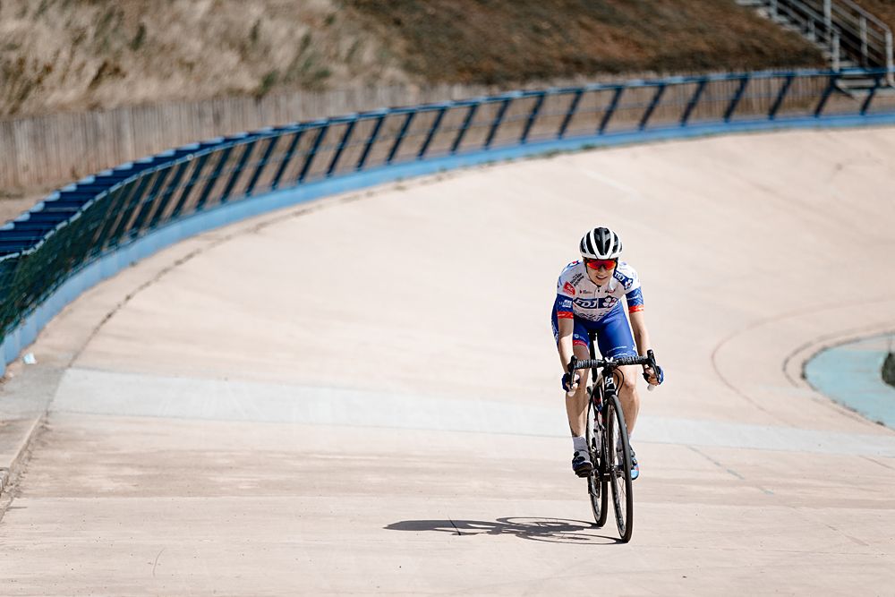 FDJ Nouvelle-Aquitaine Futuroscope preview the cobbles of Paris-Roubaix - in the Roubaix Velodrome