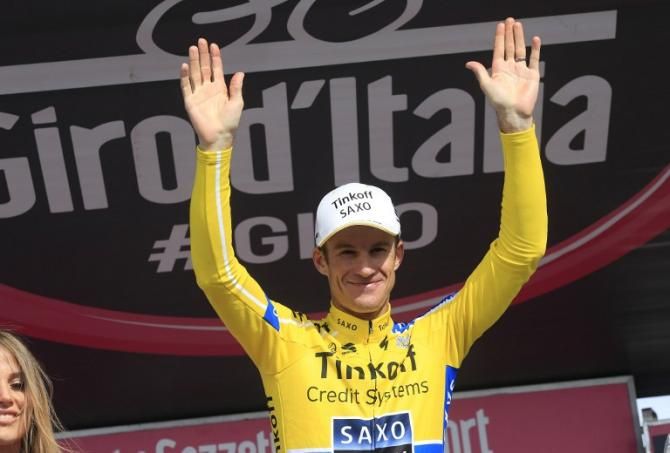 Michael Rogers (Tinkoff-Saxo) celebrates his win on stage 20 of the Giro d'Italia