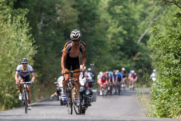 An Optum rider moves away