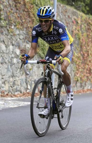 Contador attacked hard on the climb to the finish