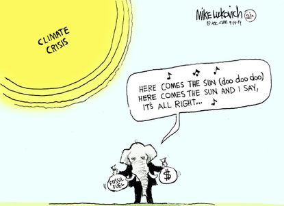 Political Cartoon U.S. Republicans GOP climate change fossil fuel money