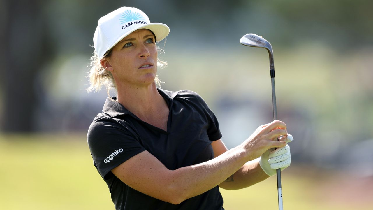 Mel Reid during the first round of the AIG Women&#039;s Open at Walton Heath