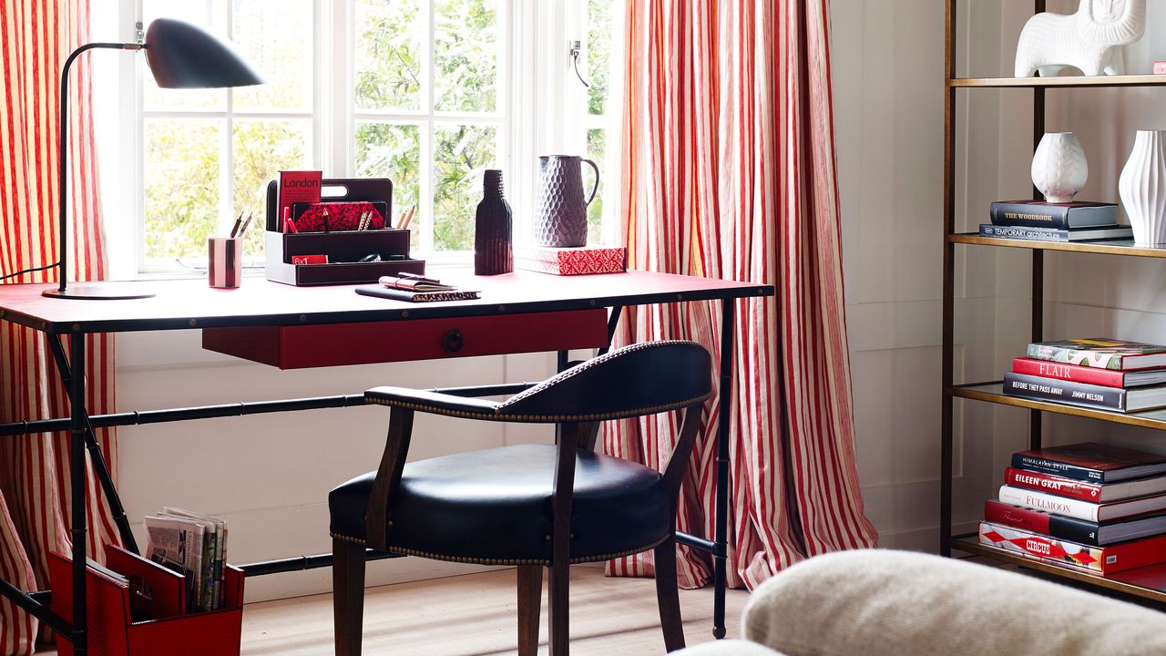 home office space with desk and wooden chair