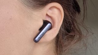 Earfun Air S being tested by Live Science writer Anna Gora