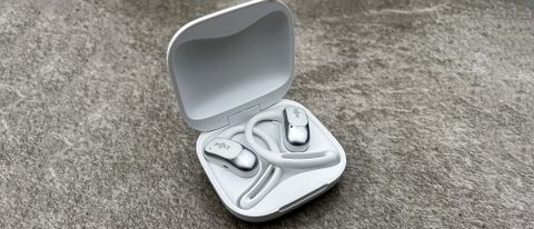 Shokz OpenFit Air in the charging case