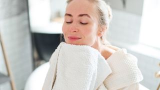 woman washing face