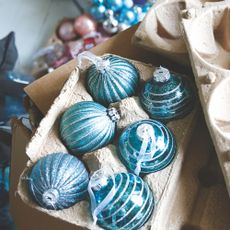 tree baubles in box