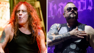 Steve Harris of Iron Maiden onstage in 2025, and Joakim Brodén of Sabaton onstage in 2024