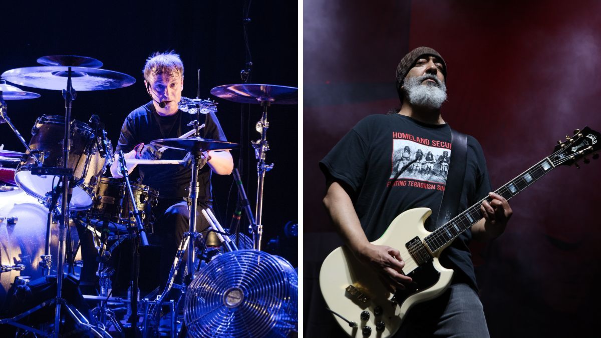 Left-Dale Crover from The Melvins performs at l&#039; Alhambra on October 2, 2018 in Paris, France; Right-Kim Thayil of MC50 performs on stage at The Trusts Arena on February 20, 2020 in Auckland, New Zealand